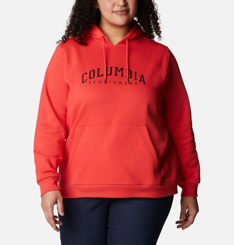 Women\'s Columbia Logo Hoodie Red | Plus Size CA-N38C4